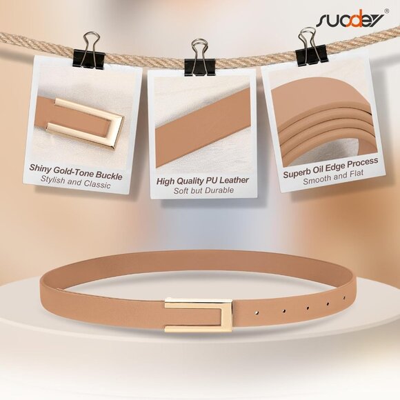 Women Leather Belts 3 Pack Skinny Alloy Buckle for Jeans Dresses versatile - Picture 4 of 6